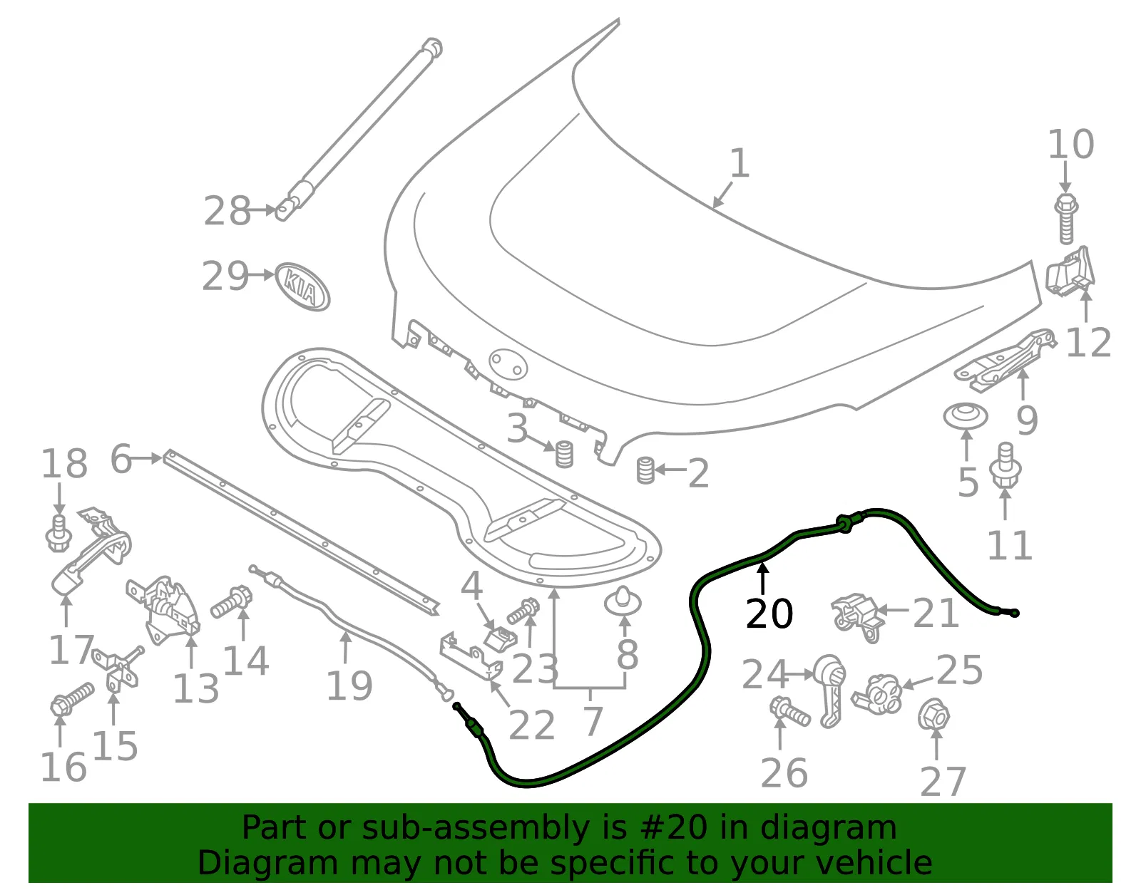 Release Cable - Kia (81190-B2000) - view 3