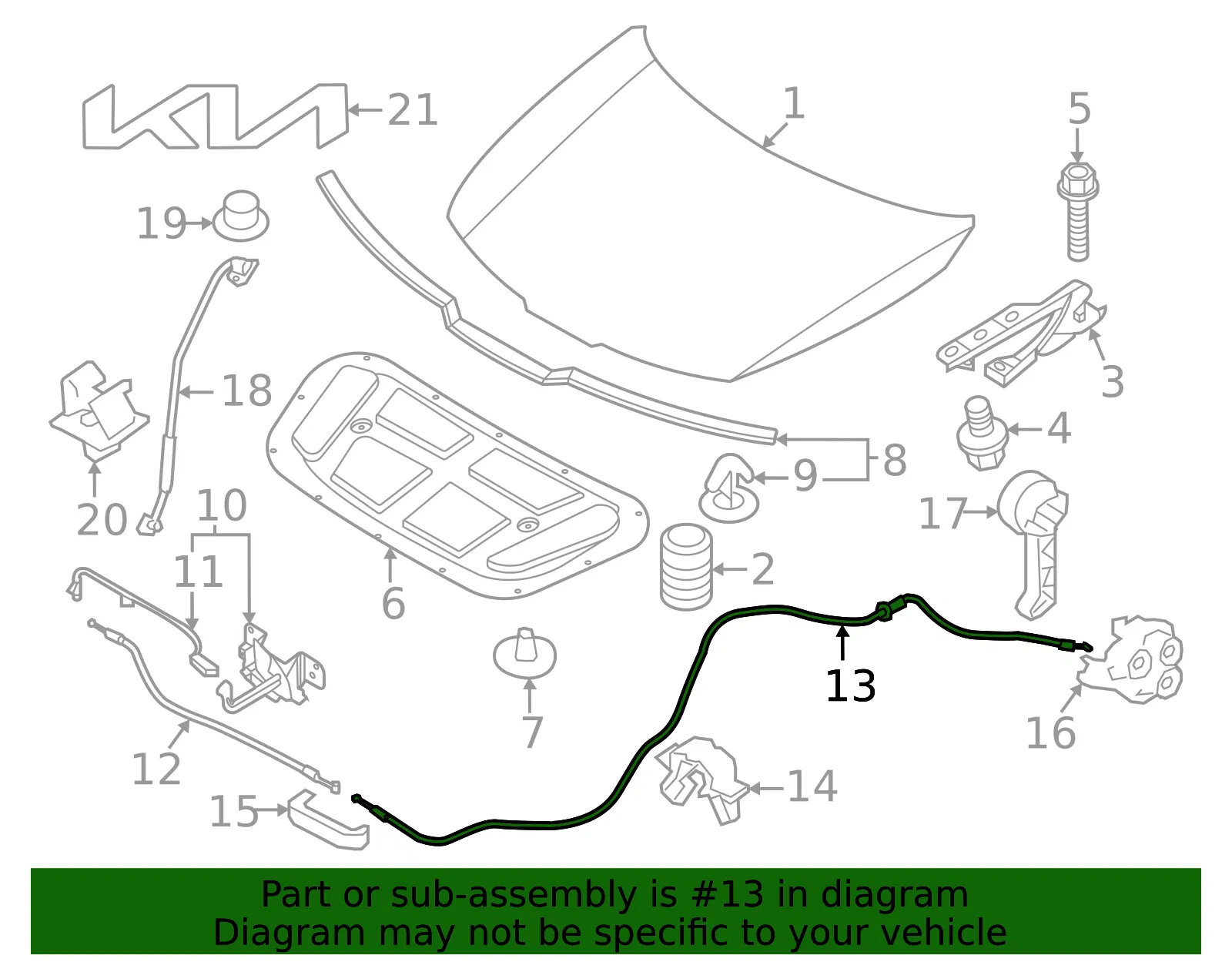 Release Cable - Kia (81190-DW000) - view 2