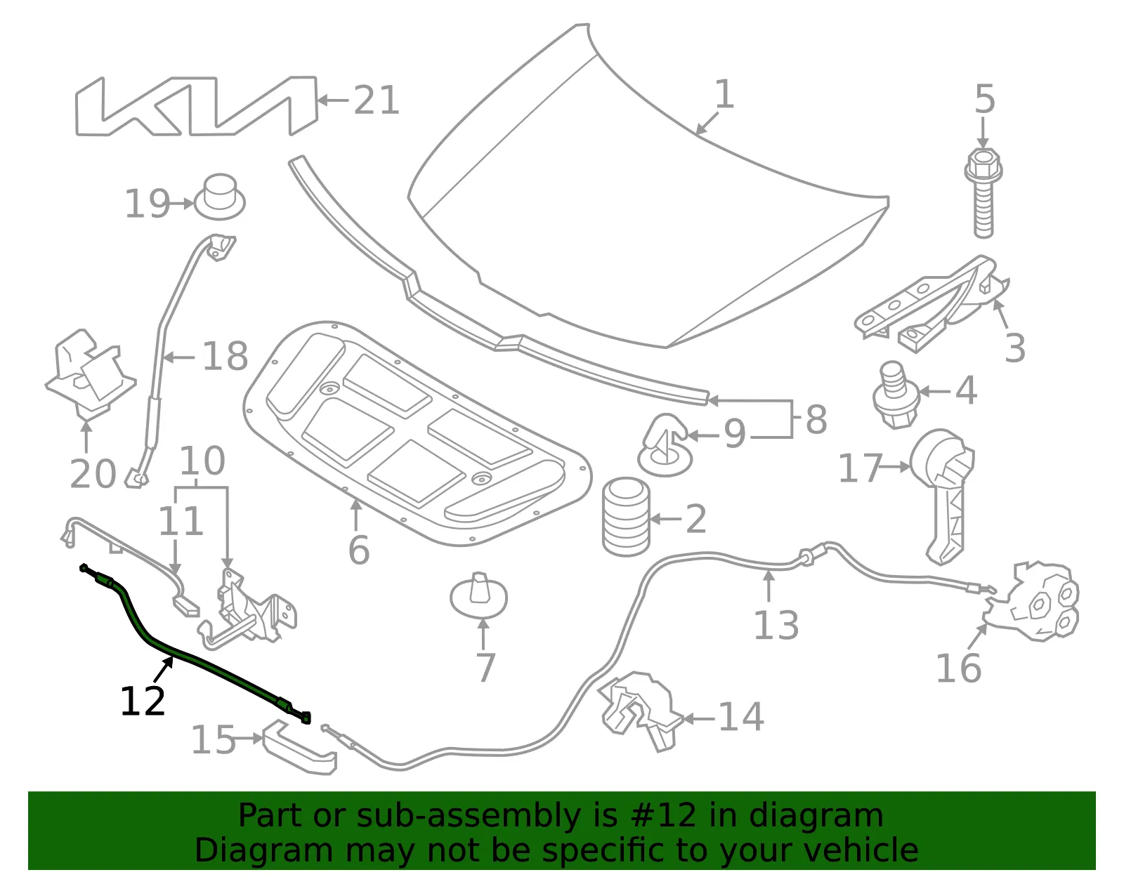 Release Cable - Kia (81190-DW010) - view 2