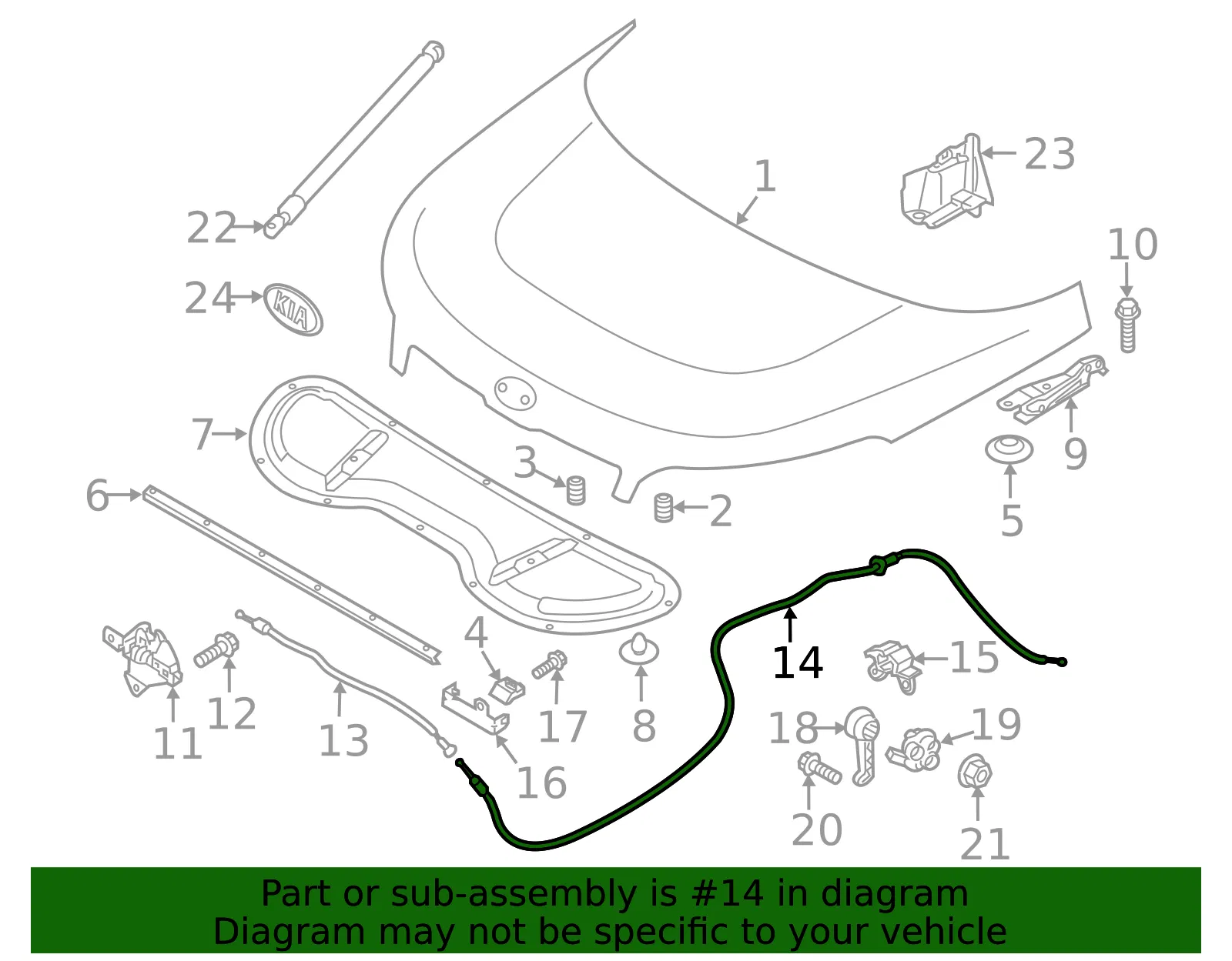 Release Cable - Kia (81190-E4000) - view 2