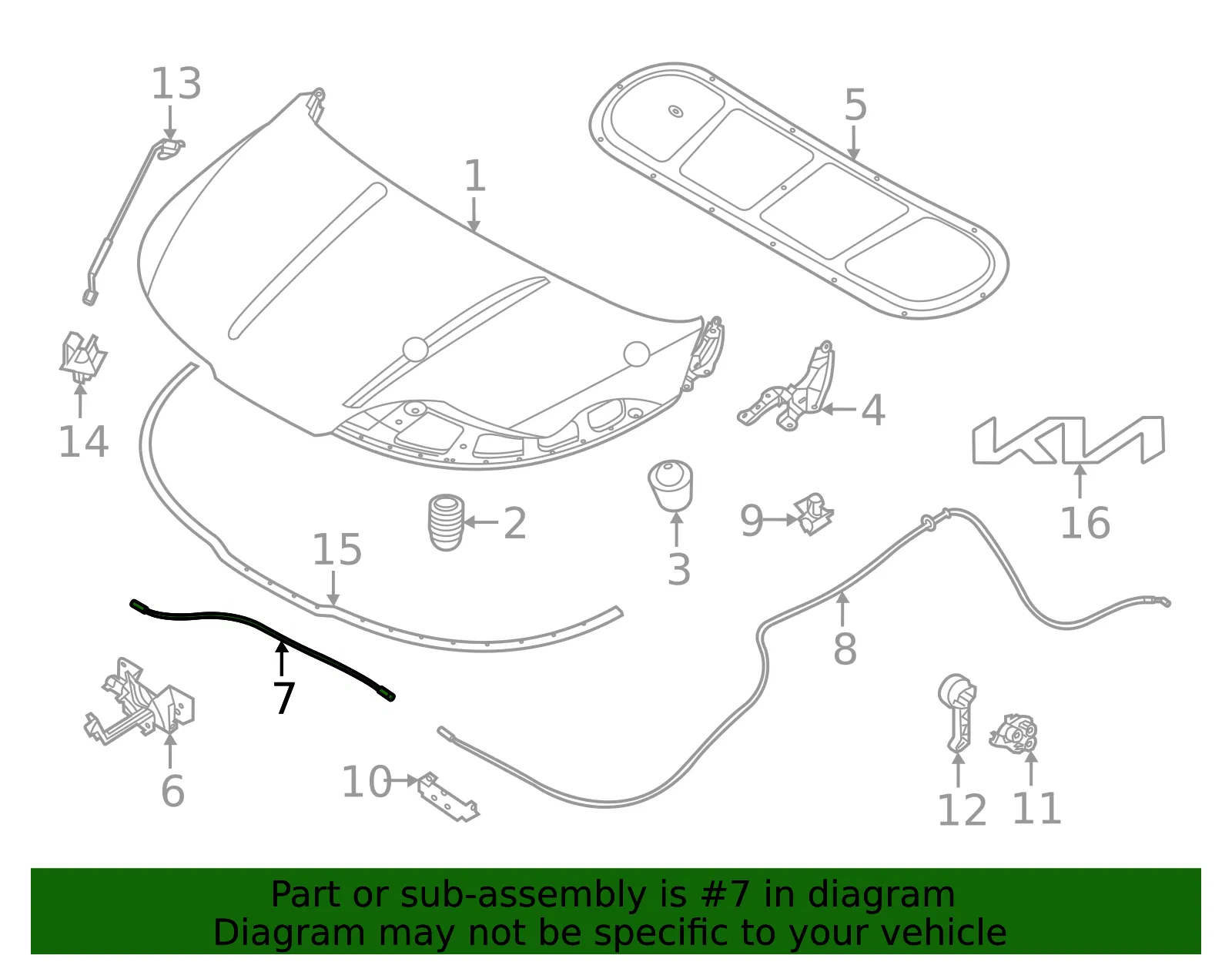 Release Cable - Kia (81190-R0100) - view 2