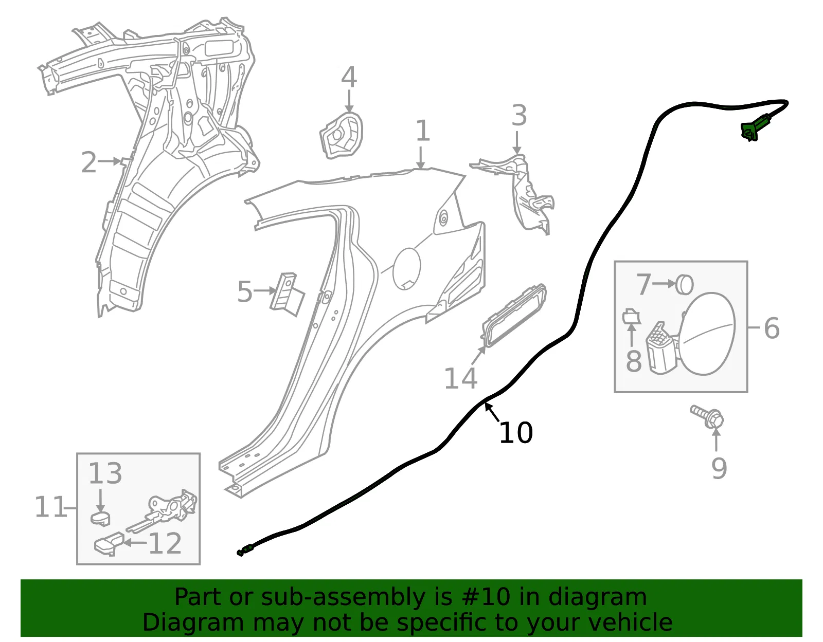 Release Cable - Kia (81590-A7001) - view 2