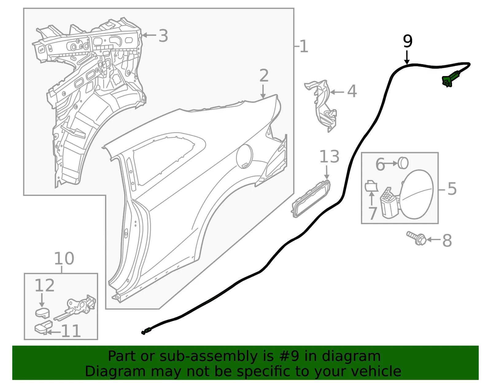 Release Cable - Kia (81590-A7200) - view 2