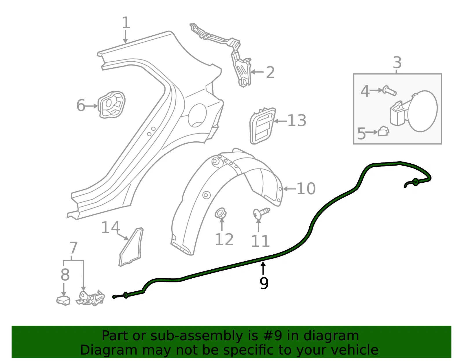 Release Cable - Kia (81590-H9000) - view 2