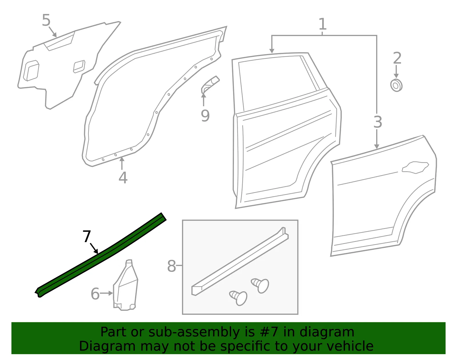 Upper Seal - Driver's Side (LH) - Nissan (82835-6MA0B) - view 2