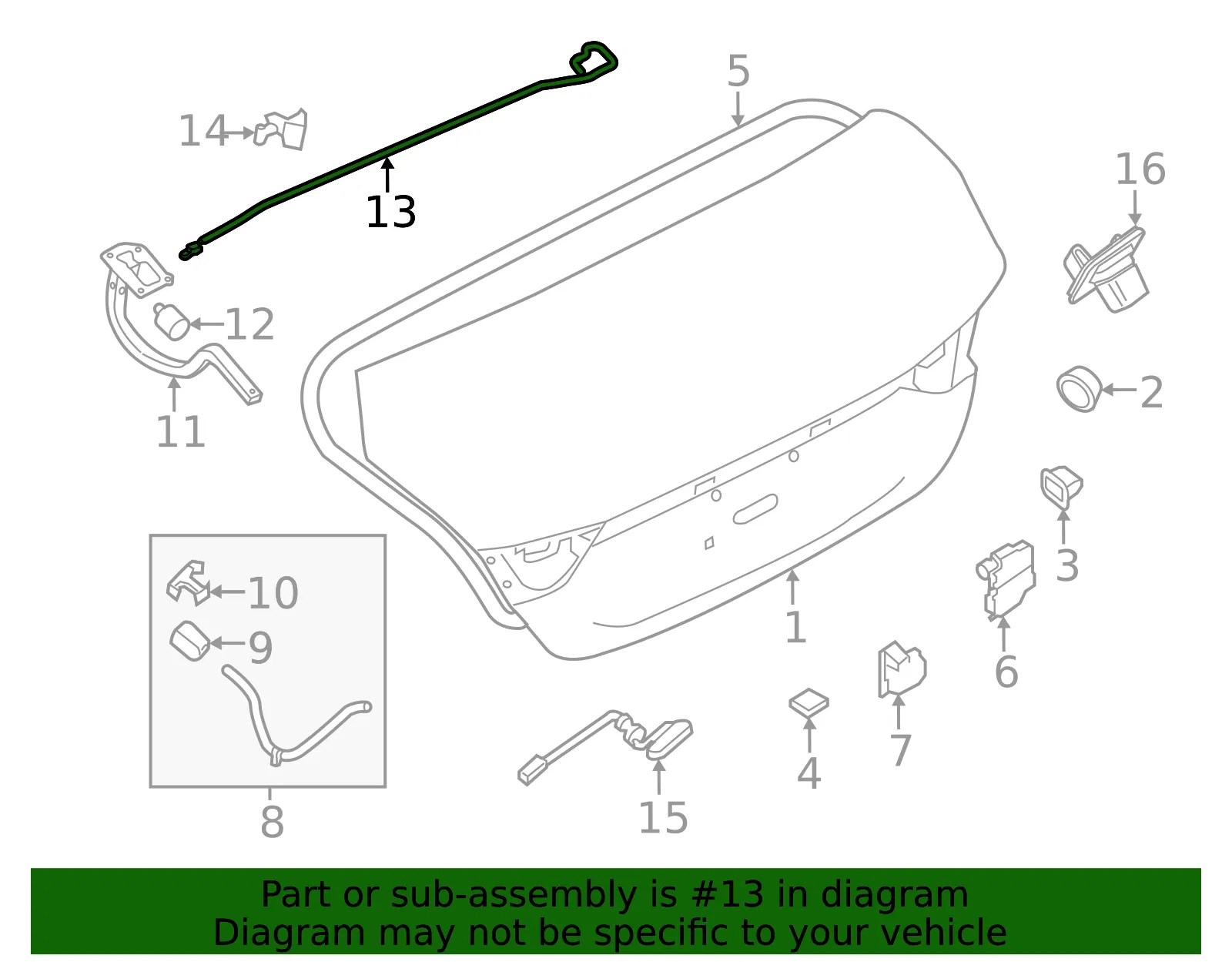 Torsion Rod - Driver's Side (LH) - Nissan (84433-4RA0A) - view 2
