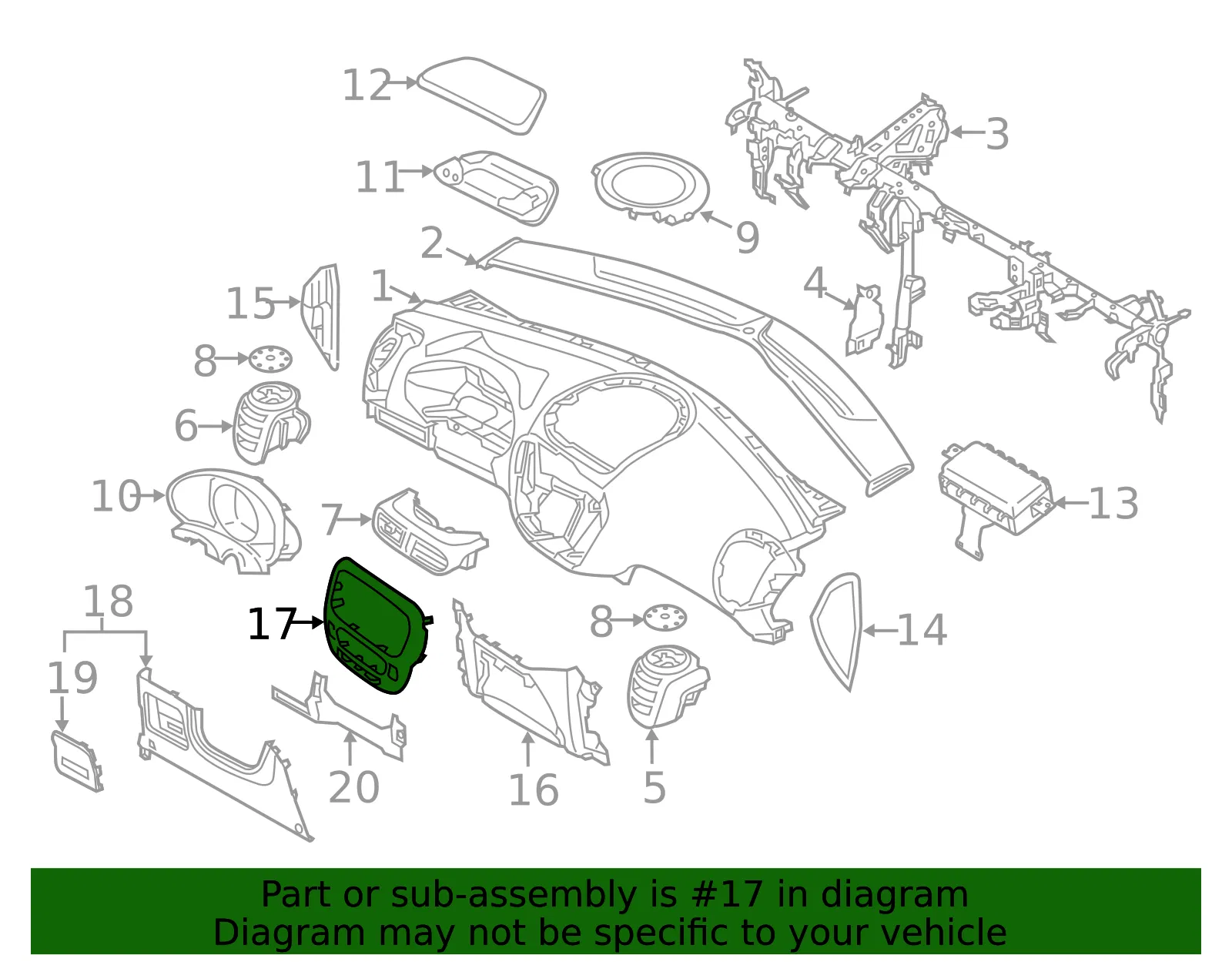 Center Bezel - Kia (84740-E4200ATN) - view 2