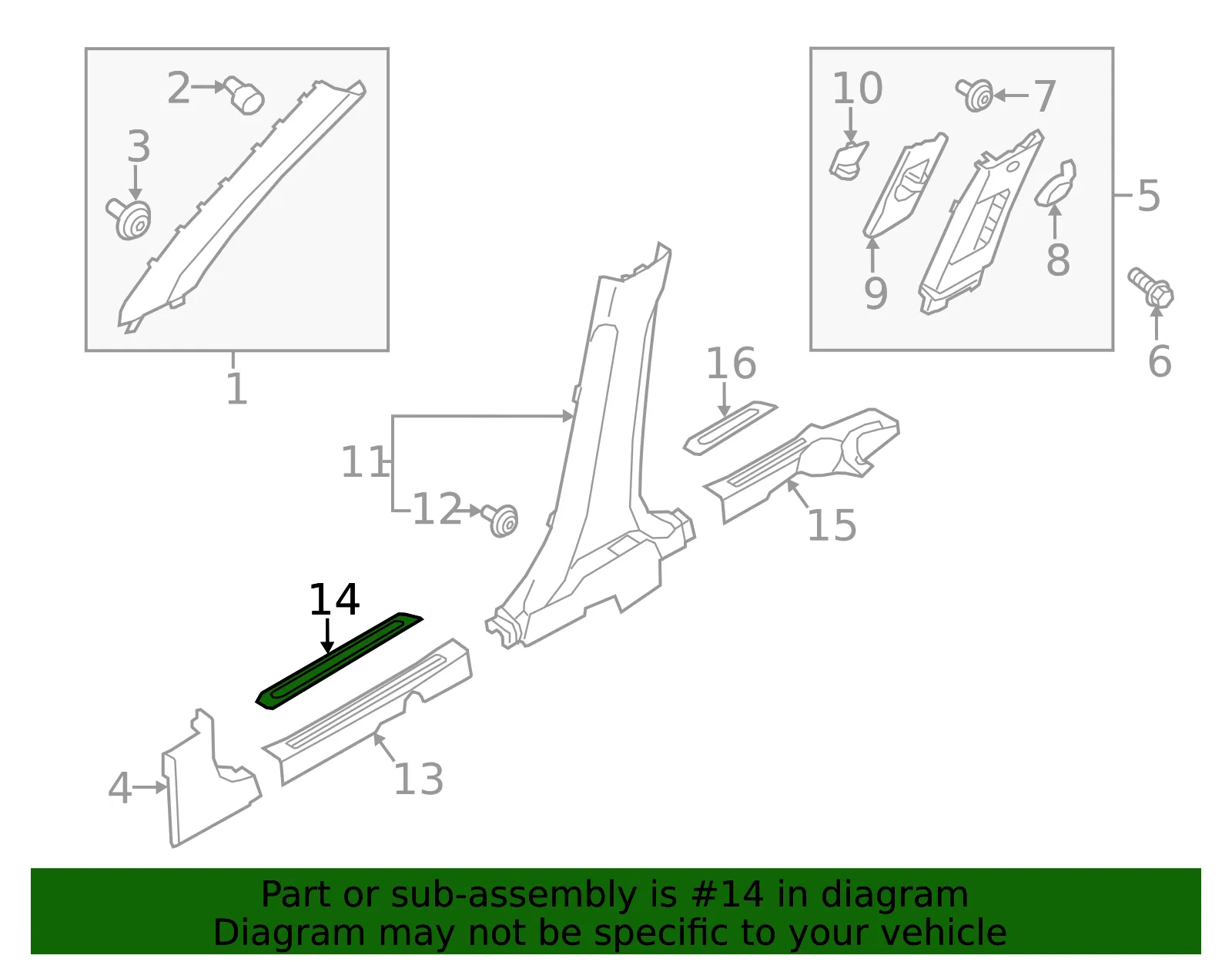 Front Sill Plate Insert - Driver's Side (LH) - Kia (85873-G5000WK) - view 2