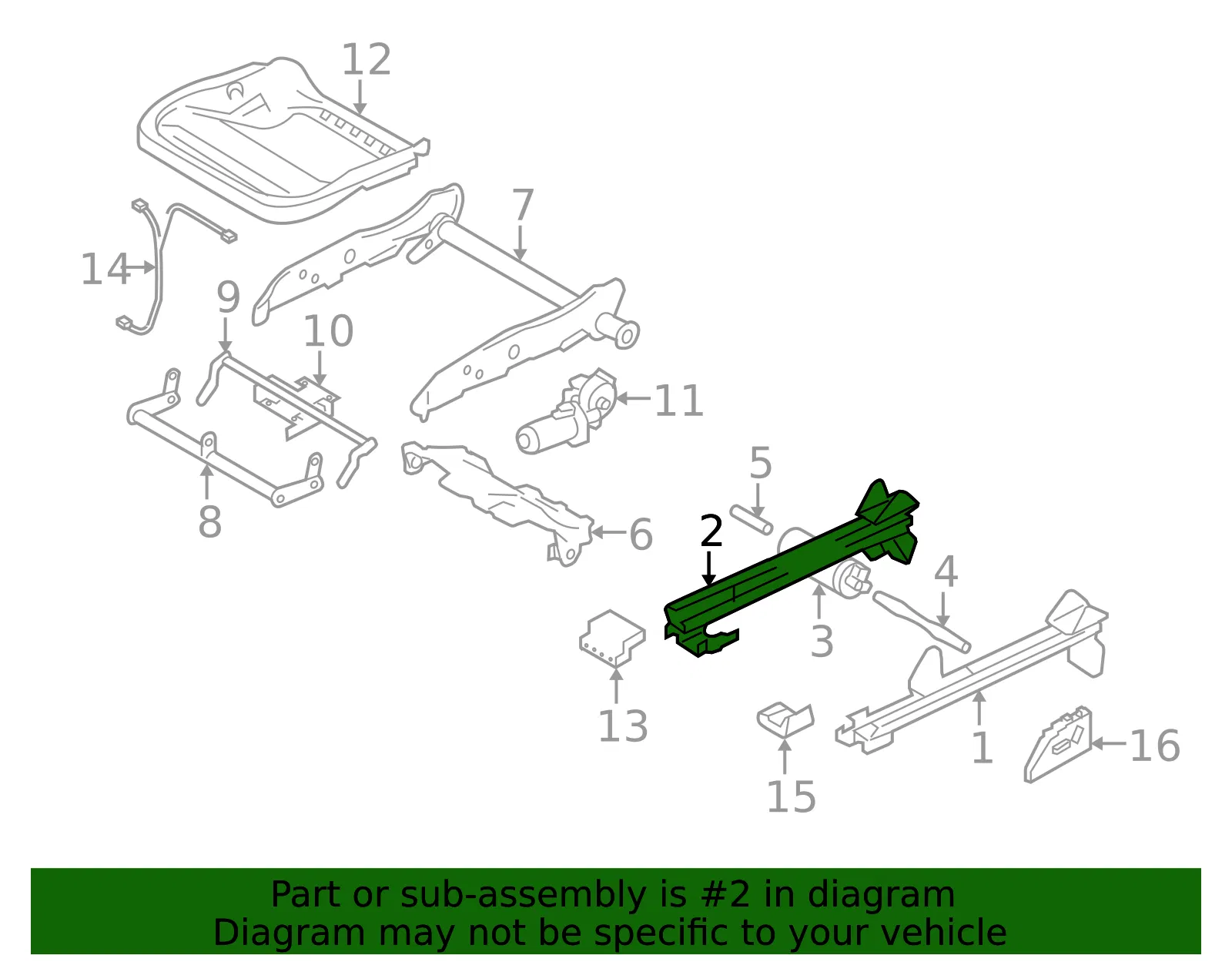 Adjust Rail - Driver's Side (LH) - Volvo (8621411) - view 2