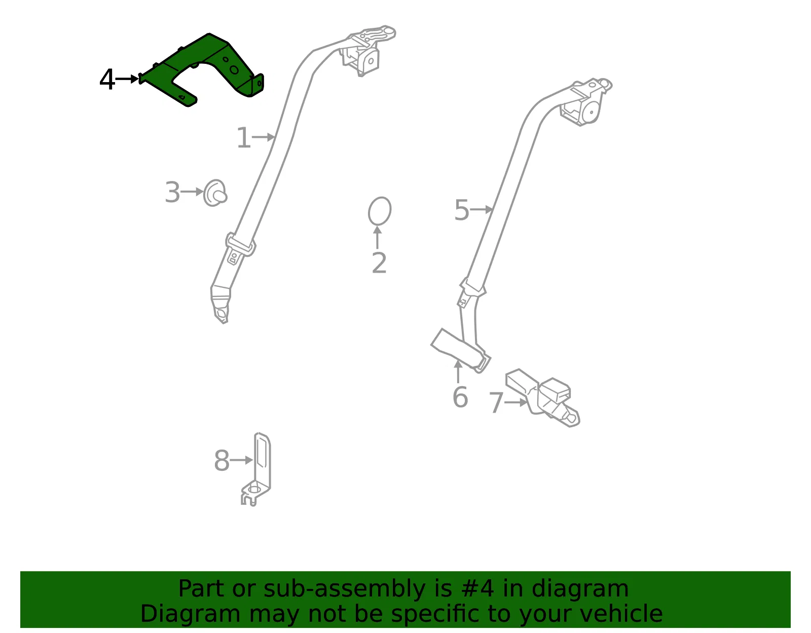 Belt & Retractor Bracket - Passenger Side (RH) - Kia (89880-1M060) - view 2