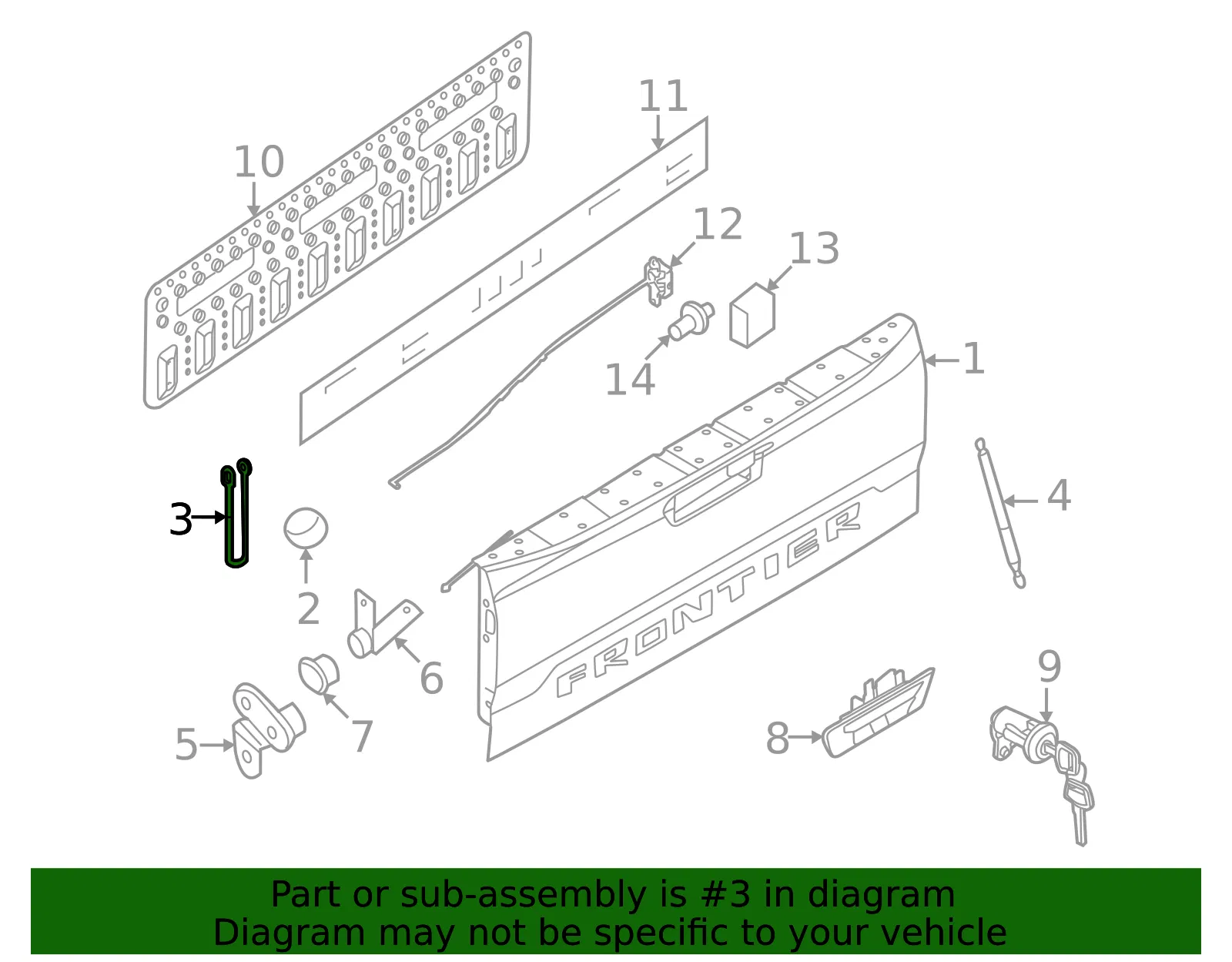 Tailgate Support Cable - Nissan (90460-9BU1A) - view 2