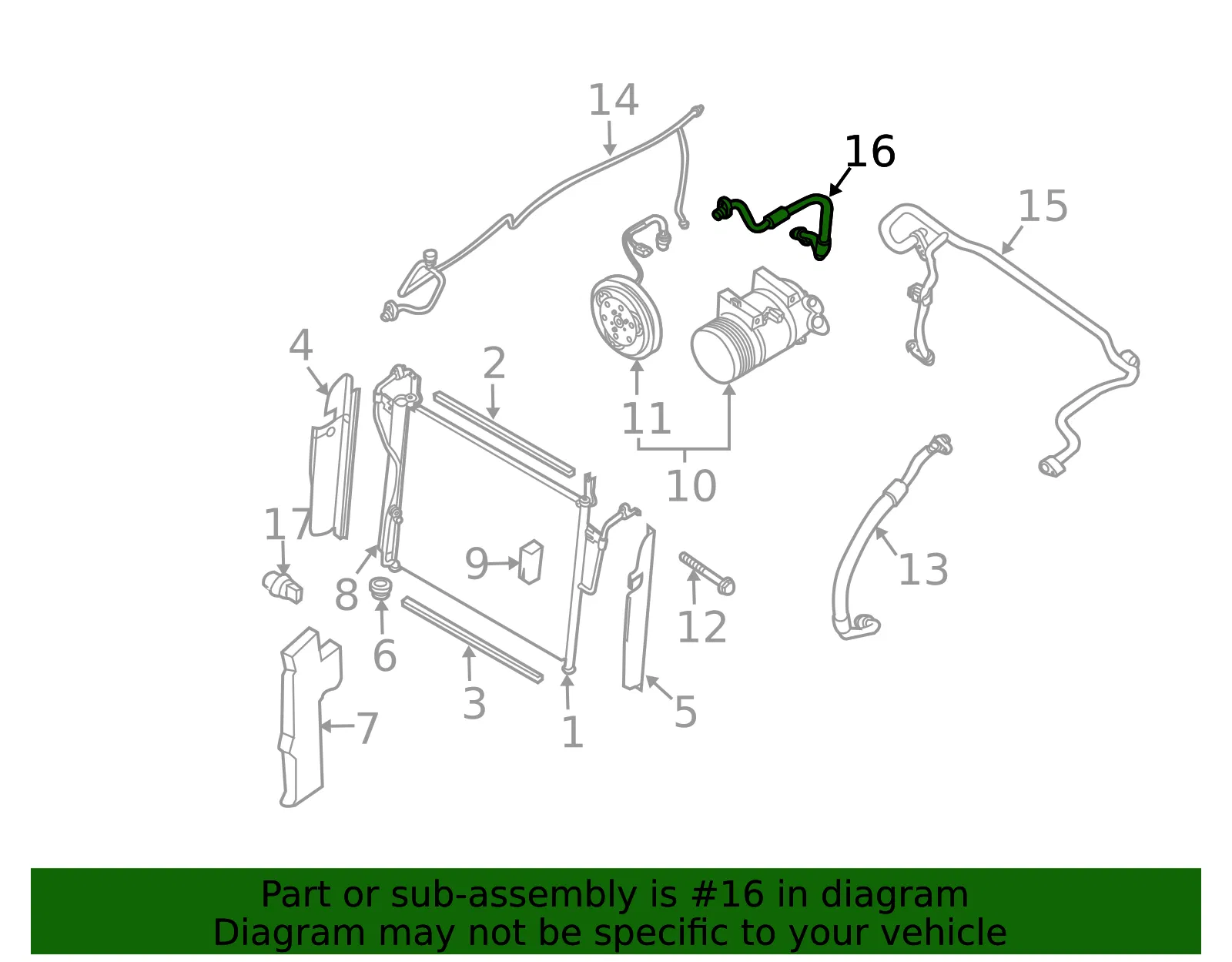 A/C Refrigerant Discharge Hose - Nissan (92490-ZT05A) - view 5