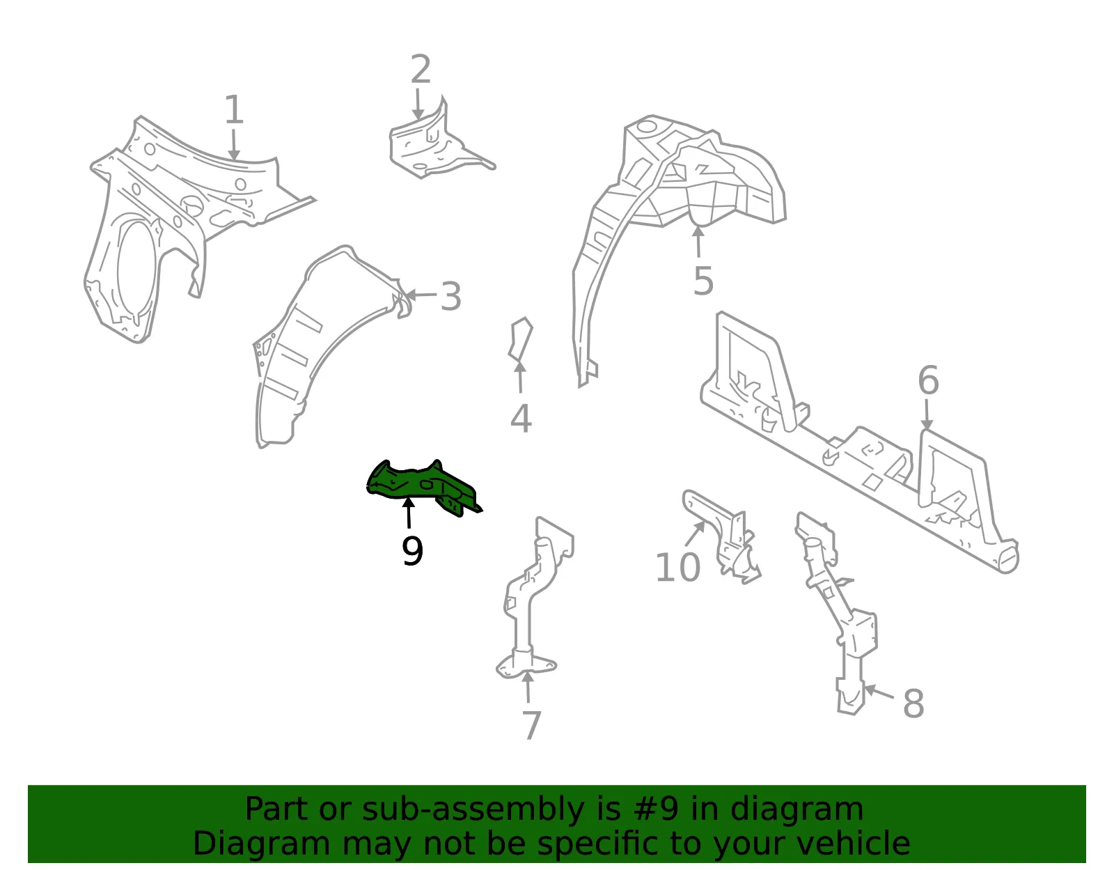 Support Brace - Passenger Side (RH) - Nissan (93116-1ET1A) - view 2