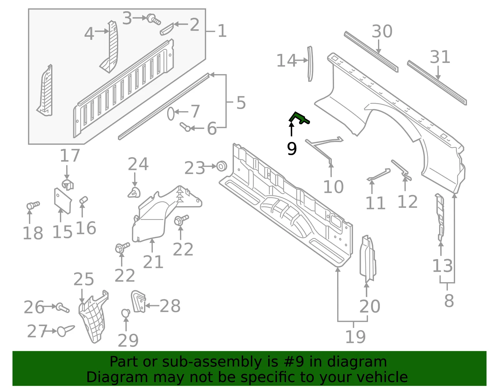 Side Panel Brace - Passenger Side (RH) - Nissan (93302-7S230) - view 2