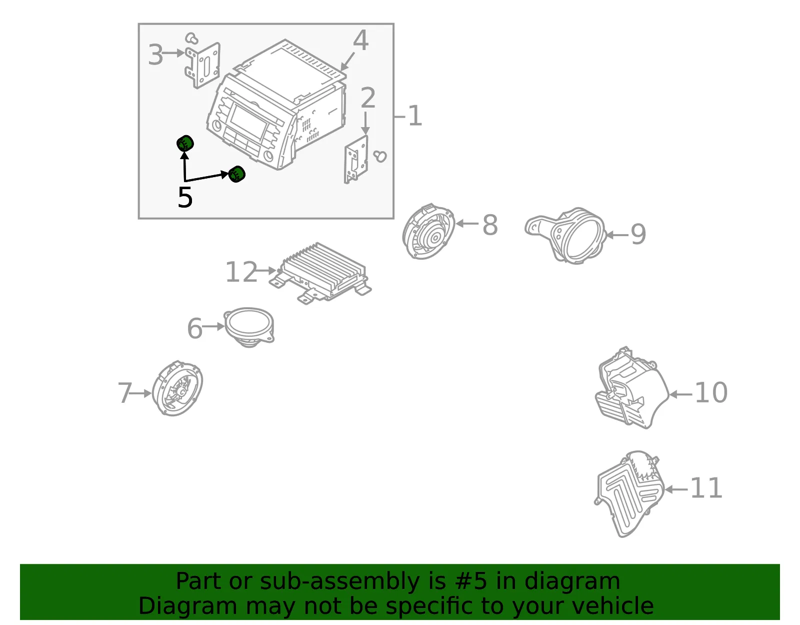 Radio Chassis Knob - Kia (96173-1UCA0VA) - view 2