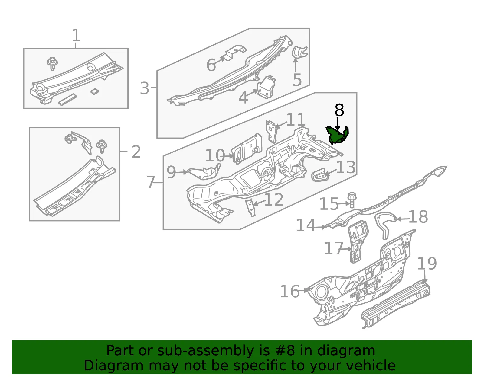 Cowl Top Panel Baffle - Passenger Side (RH) - Mazda (C235-53-571C) - view 2