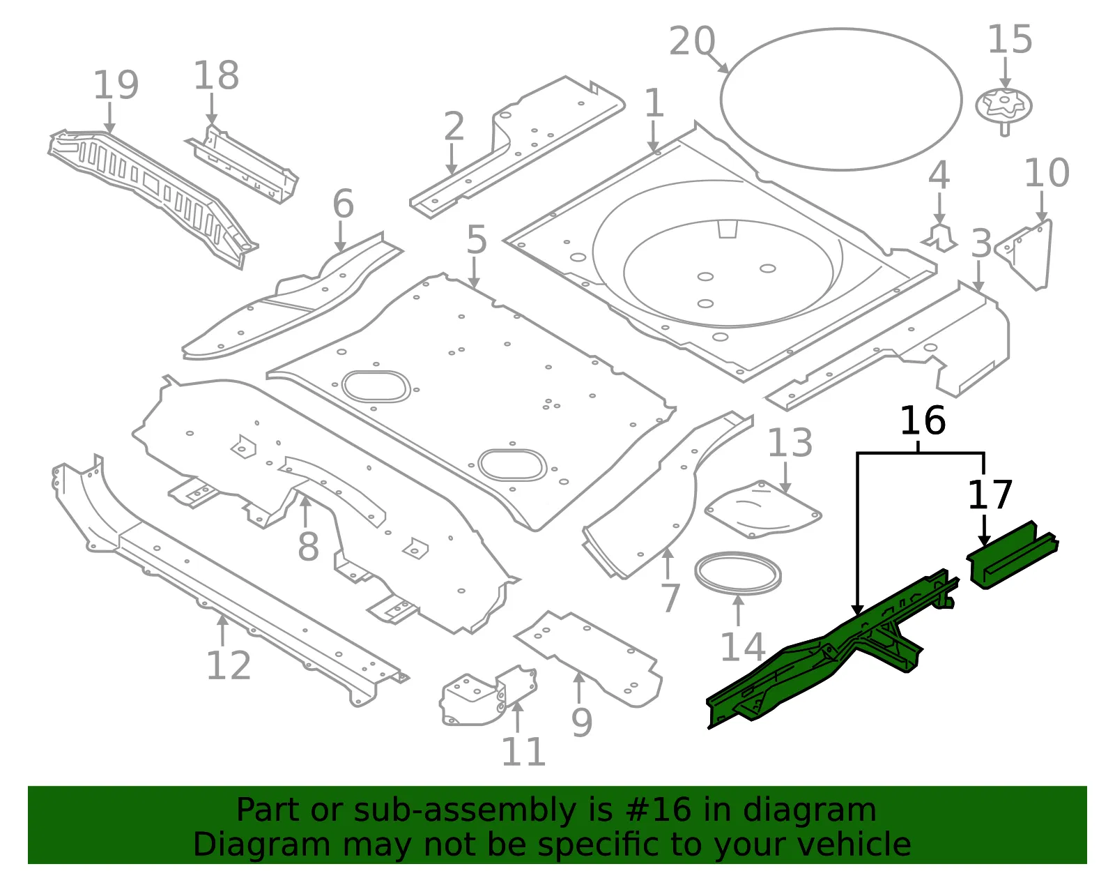 Rear Rail Assembly - Driver's Side (LH) - Nissan (G5511-4BCMA) - view 2