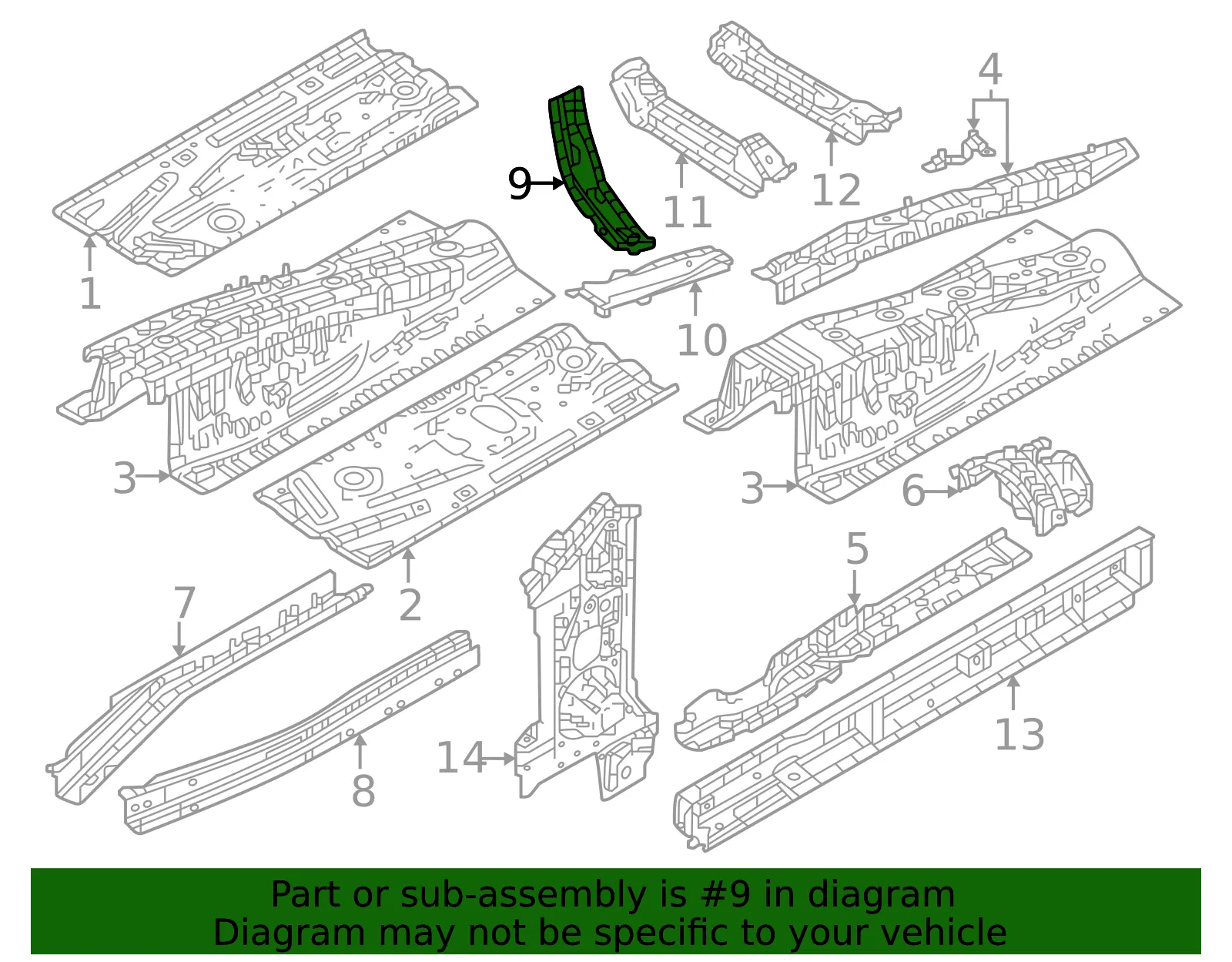 Floor Side Rail Reinforcement - Mazda (KBB3-53-G05) - view 2