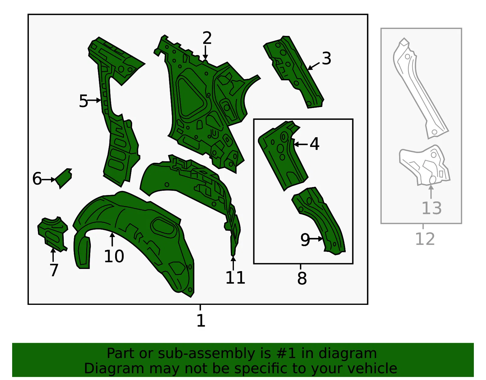 Inner Panel Assembly - Mazda (KBYW-70-100B) - view 2