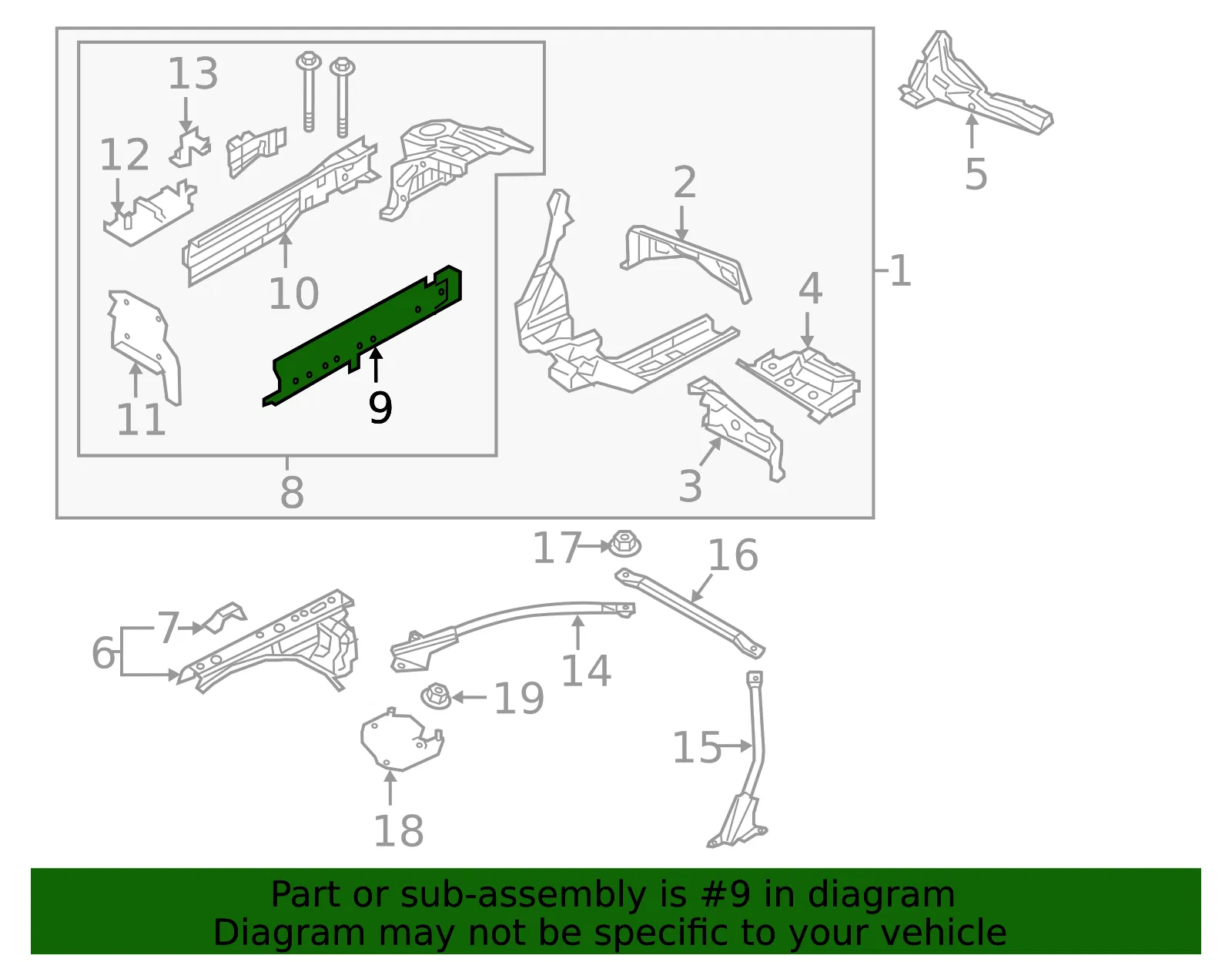 Outer Rail - Driver's Side (LH) - Mazda (N2Y3-54-320) - view 2