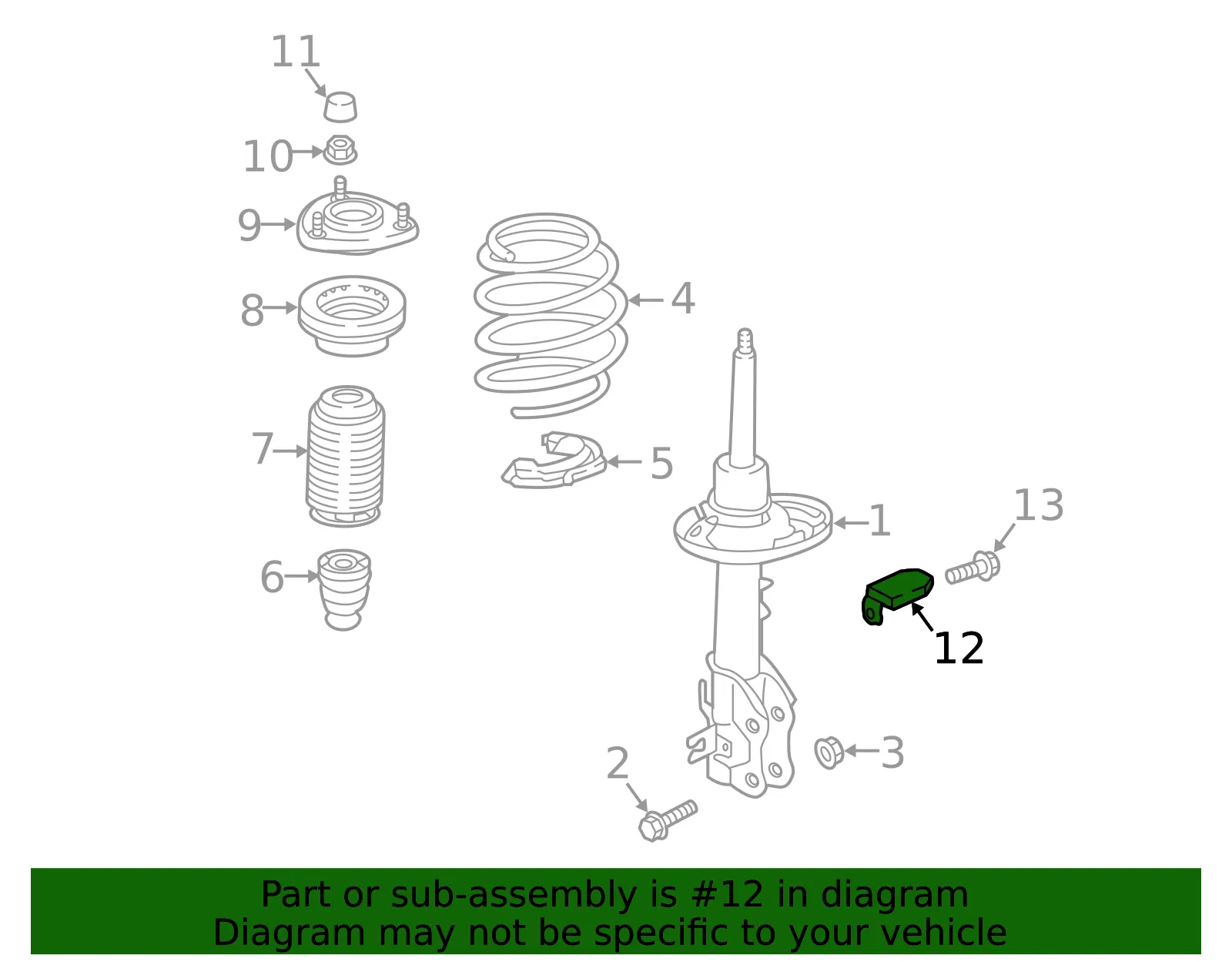 Damper - Driver's Side (LH) - Mazda (TK48-34-972A) - view 2