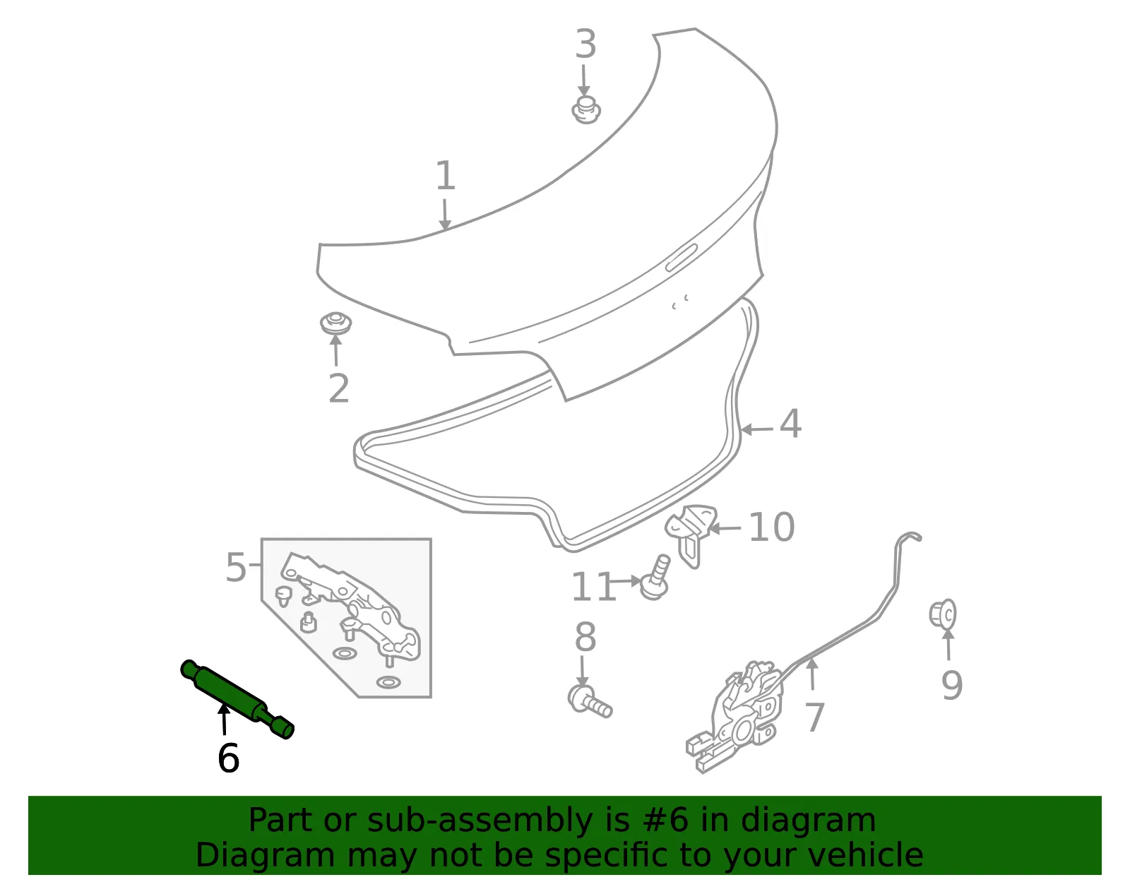 Trunk Lid Lift Support - Mazda (FE15-56-930C) - view 3