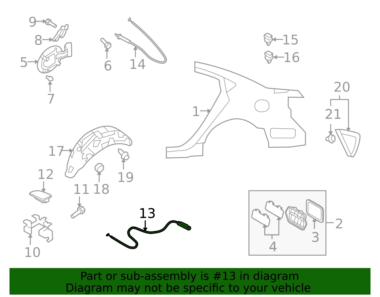 Release Cable - Mazda (gs3l56880a) - view 2
