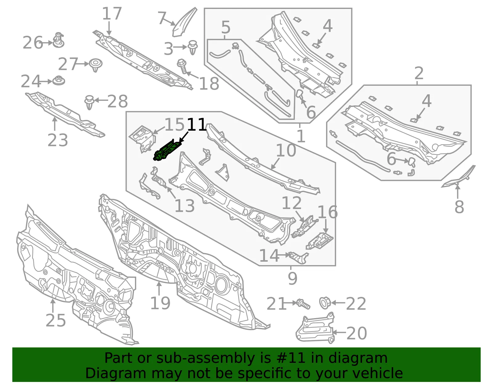 Cowl Top Panel Bracket - Mazda (kd53535dx) - view 2