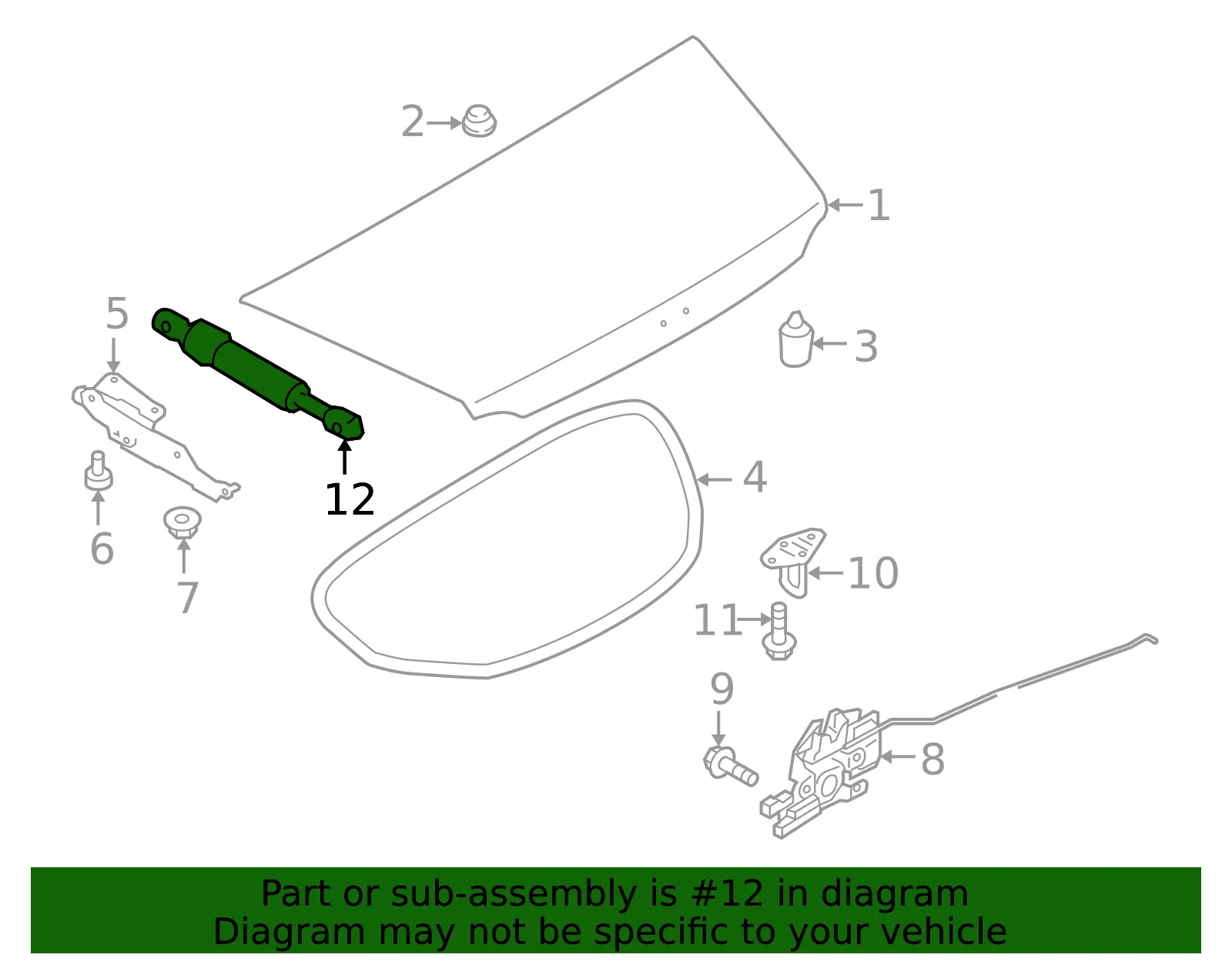 Trunk Lid Lift Support - Mazda (n24356930a) - view 2