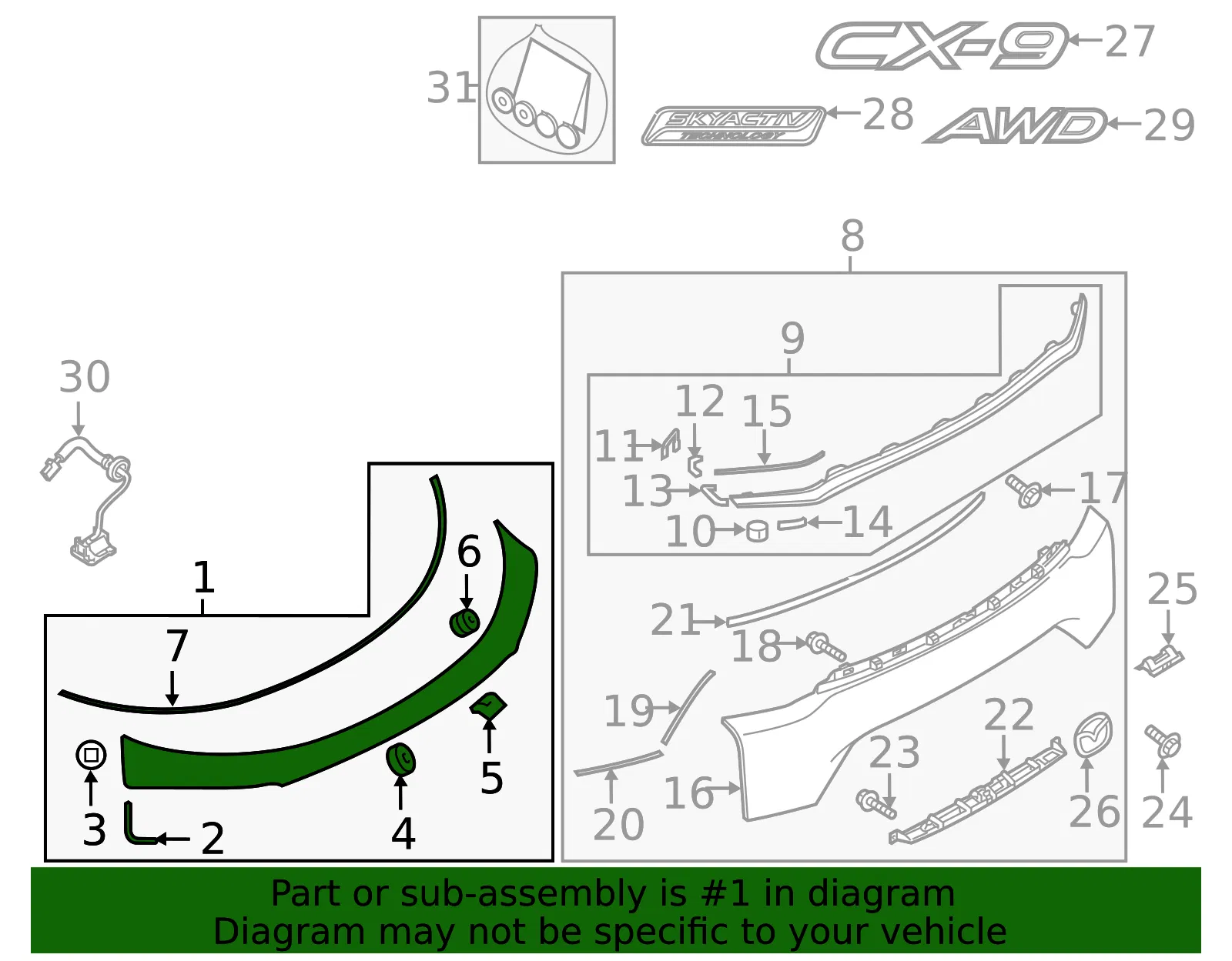 Lift-Gate Finish Panel - Mazda (tk4850810c51) - view 2